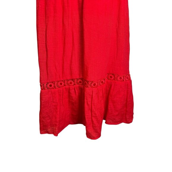 Indigo Rose Embroidered Red Lace Boho Midi Dress Short Sleeve Polyester Sz M EUC - Picture 2 of 7